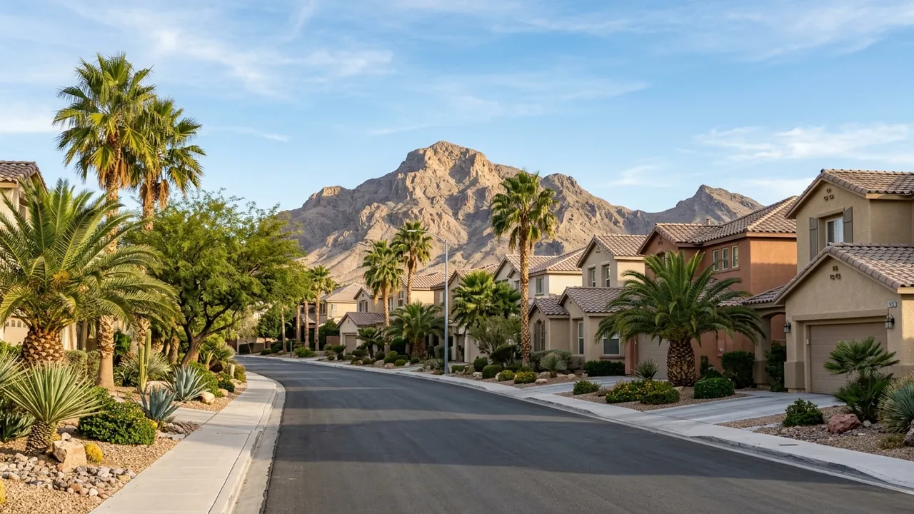 Residential streetscape in Lone Mountain, Las Vegas, Nevada