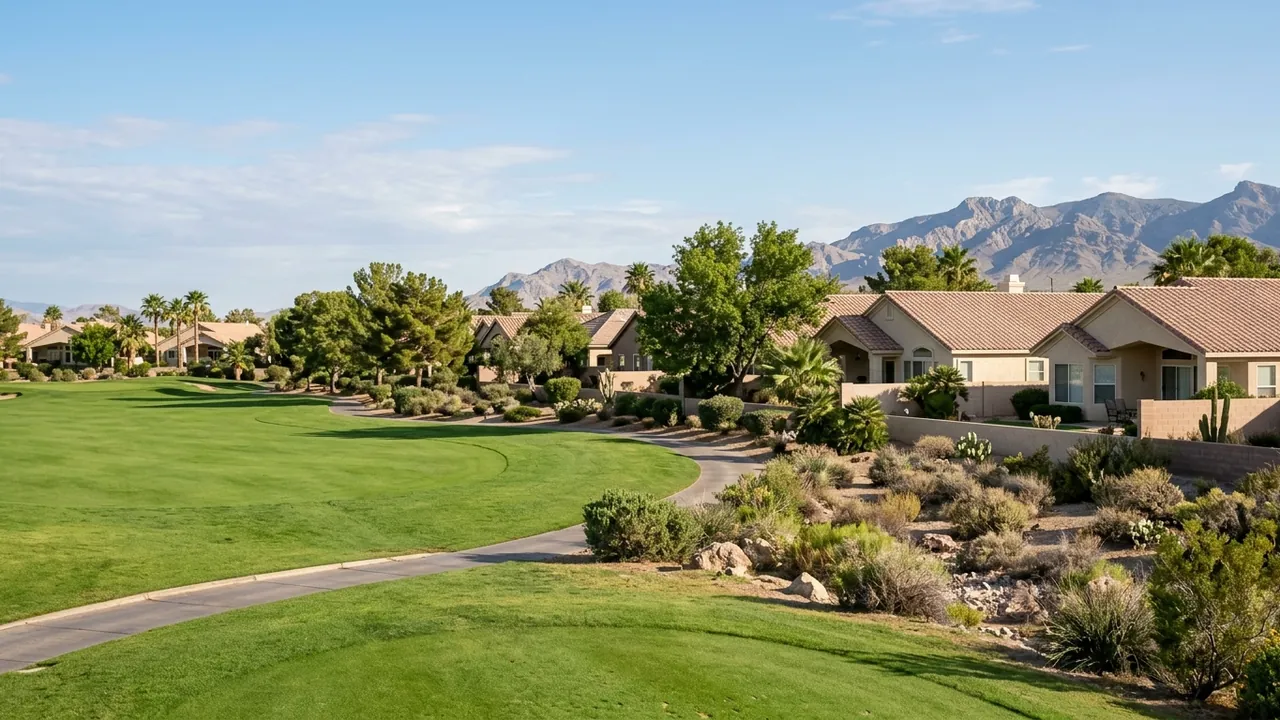 Residential streetscape in Painted Desert, Las Vegas, Nevada