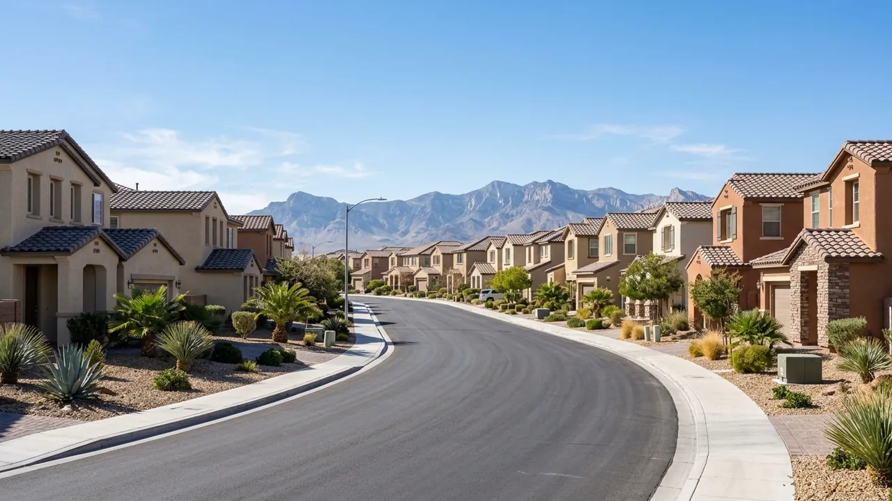 Residential streetscape in Providence, Las Vegas, Nevada