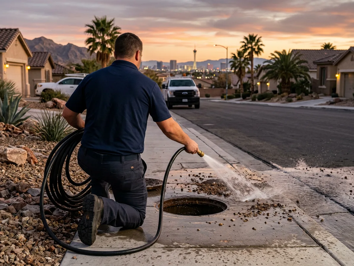 Final flush and cleanup — hydro jetting in the Las Vegas Valley by Kingdom Plumbing