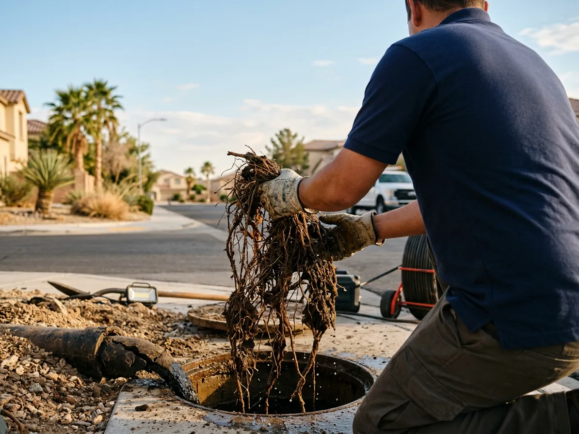 Root intrusion removal — sewer & drain services in the Las Vegas Valley by Kingdom Plumbing