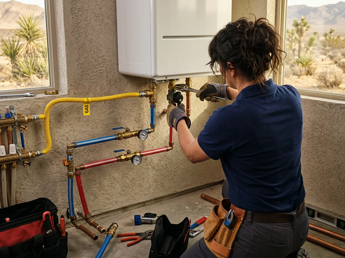 Gas and water connections — tankless water heaters in the Las Vegas Valley by Kingdom Plumbing