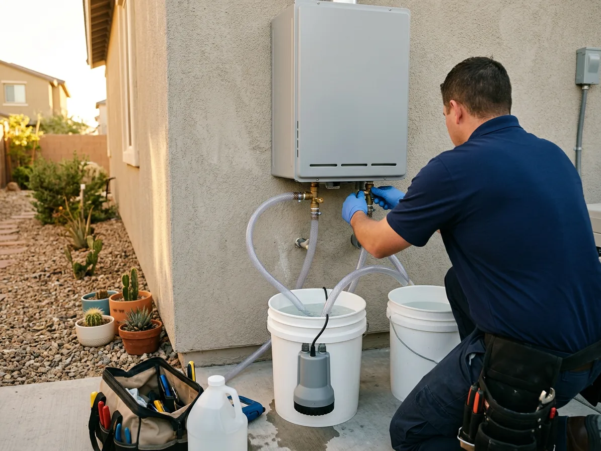 Annual descaling — tankless water heaters in the Las Vegas Valley by Kingdom Plumbing